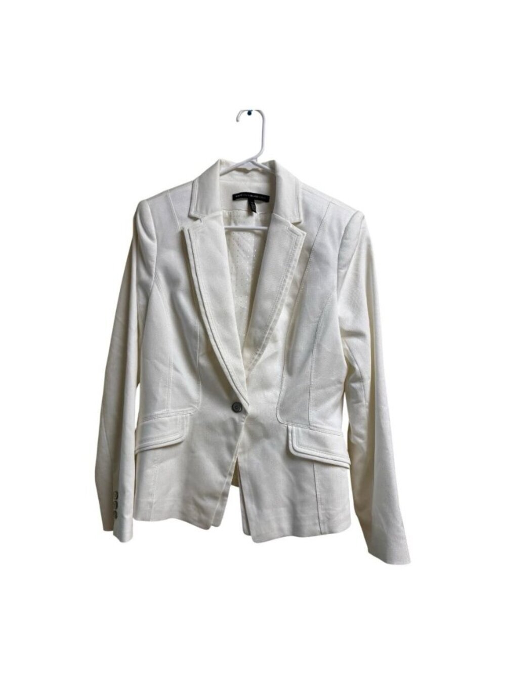 White House Black Market White One Button Career Blazer Jacket Women’s 10
